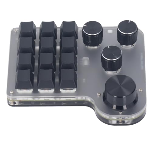 Jectse Makroprogrammierbare 12-Tasten-Tastatur mit 4 Knöpfen, RGB-LED-Blauschalter, Benutzerdefinierte Knopftastatur, 3-Modus-USB-C-Einhand-Gaming-Tastatur, für Works-Editing-PS von Jectse