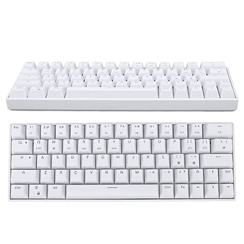 Jectse Mechanische Tastatur, 64 Tasten Gaming-Tastatur Ergonomischer 3-Modus Wireless 2.4G 3.0 5.0 Type C Wiederaufladbare Kabelgebundene Mechanische Tastatur mit Key Puller für von Jectse