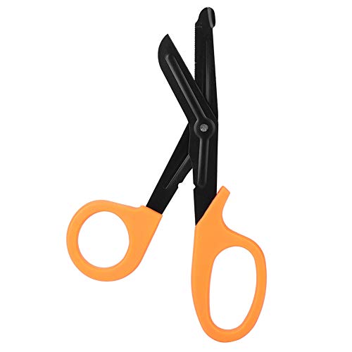 Jectse Militärische Notfall-Rettungsschere aus Edelstahl, Emt-Erste-Hilfe-Trauma-Schere für Flaches Schneiden, Drahtabisolierloch, Gezahnte Klinge, Verlänggerflache Spitze, Spitze, (ORANGE) von Jectse