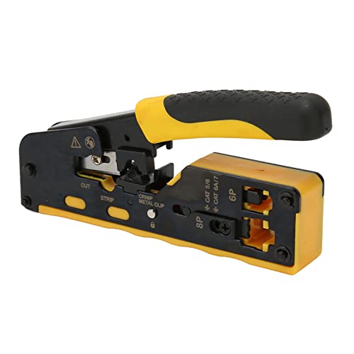 Jectse Modulare Datenkabel-Crimper mit Ratsche, Abisolierzange, 6P-8P-Drahtschneider für RJ11 RJ12-Standard, RJ45-Durchgangssteckverbinder, RJ45-Abisolierzange, von Jectse