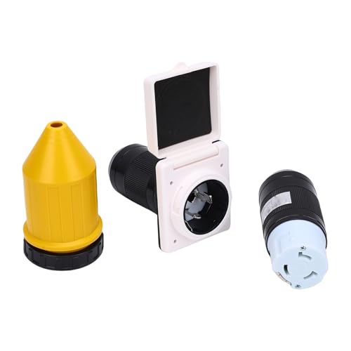 Jectse RV Männlicher Weiblicher Stecker, 50A -Stecker und Stecker und Behälter -Twist -Lock -Kit, Hochleistungs -wasserdichte Kraftauslass für Caravan -Anhängercamping, NI -plattierte von Jectse