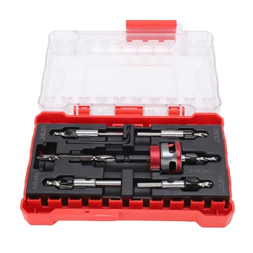 Jectse Senkbohrer-Set mit Begrenzung, M2-Bohrer-Set aus Karbonstahl mit Einstellbarer Tiefe und Sechskantschaft für Holz, Aluminiumlegierung und Metall, Schnellwechsel in von Jectse