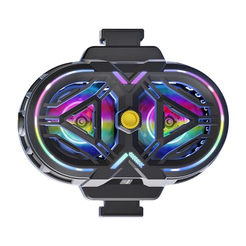 Jectse Telefonkühler-Lüfter für Gaming-Live-Streaming, Halbleiter-Telefonkühler mit RGB-Lichtern, 3 Stufen, Zwei Typ-C-Schnittstellen Zum Laden und Kühlen, Super Leises Design (Black) von Jectse