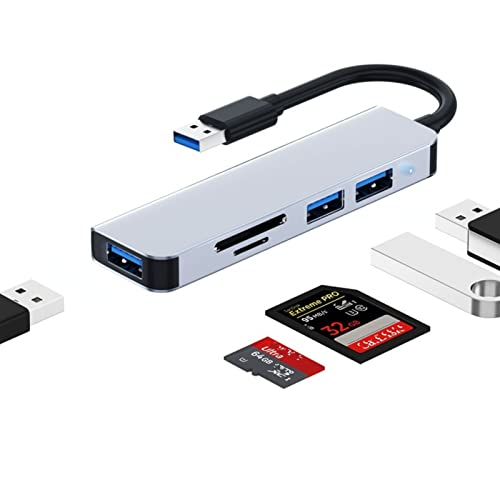 USB 3.0-Hub, 5-in-1-USB-C-Splitter-Multiport-Adapter, 3 5-Gbit/s-USB-Anschlüsse, TF-Speicherkartenleser, Kompatibel für PC, Laptops, Drucker, USB-Sticks von Jectse