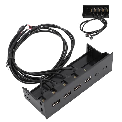 Jectse USB-Hub mit Frontplatte, TXD166, 5,25 Zoll Interner Metall-USB-Hub mit 4 Anschlüssen, Hochgeschwindigkeits-USB 2.0, Optisches Laufwerk, Frontplatte, Passend für von Jectse