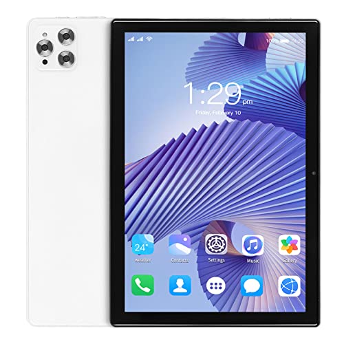 Jectse Weißes 10,1-Zoll-FHD-Octa-Core-Tablet, 8 GB RAM, 256 GB ROM, Dual-Kamera, 4G LTE, mit BT-Tastatur, 7000-mAh-Akku, für Arbeit und Unterhaltung (EU-Stecker) von Jectse