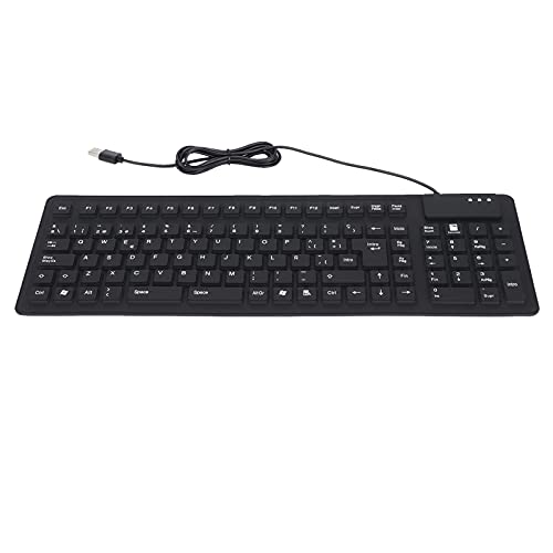 Jectse Spanische Tastatur, Tragbare, Faltbare Silikontastatur mit 105 Tasten, USB-Kabel, wasserdichte, Leise Rollup-Tastatur für PC-Laptop-Notebook, Plug and Play von Jectse