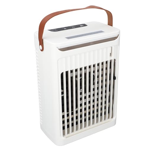 Tragbarer Ventilator für Klimaanlagen, 5 Geschwindigkeiten und 2 Nebelstufen, Nebelbefeuchter, Persönlicher Luftkühler, Kühlventilator mit 680 Ml Großem Wassertank, 7 LEDs, von Jectse