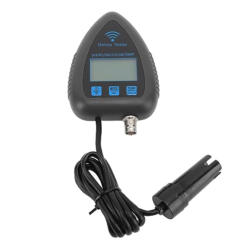 Wasserqualitätsmonitor, Wasserqualitätstester Mehrsprachig PH EC SALT SG Temperaturprüfung Drahtloser WiFi-Datenexport 5 in 1 für Teich (EU-Stecker 230V) von Jectse