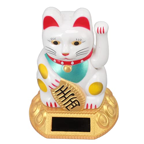 Jectse Winkende Glückskatze mit Arm, niedliche Glücksbringer, willkommene Katzen, chinesische Feng Shui-Tordekoration für Heimbüro-Ornamente(Weiß) von Jectse