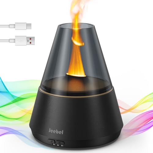 Jeebel Aroma Diffusor für Ätherische Öle- 300ml Moderner Diffusor mit LED Kerzenflamme Lichteffekt in Farben, USB-C - Mini Kühler Nebel Luftbefeuchter für für Aromatherapie im Schlafzimmer, Büro von Jeebel