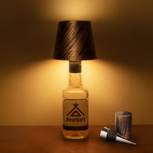 Jeebel Kabellose LED Flaschenlampe - 5200mAh Flaschenlicht aus Eisen mit Touch Control, Stufenlos Dimmbarer, IP54, 3 Modi - Tragbare Lampenschirm Flaschen für Indoor-Outdoor Restaurant, Bar, Camping von Jeebel