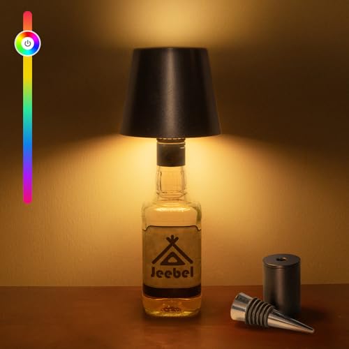 Jeebel LED Flaschenlampe - 5200mAh RGB Kabellose Flaschenlicht mit Touch Control, Stufenlos Dimmbarer, IP54, 3 Modi - Tragbare Lampenschirm Flaschen für Indoor-Outdoor Restaurant, Bar, Camping von Jeebel