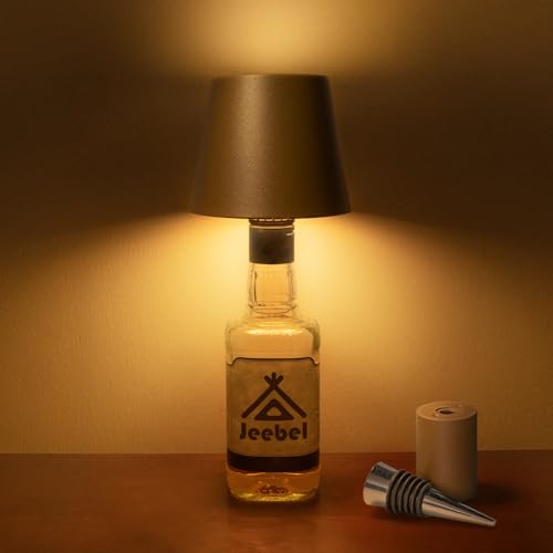 Jeebel LED Flaschenlicht 5200mAh Kabellose Flaschenlampe aus Eisen mit Touch Control, Stufenlos Dimmbarer, IP54, 3 Modi - Tragbare Lampenschirm Flaschen für Indoor-Outdoor Restaurant, Bar, Camping von Jeebel