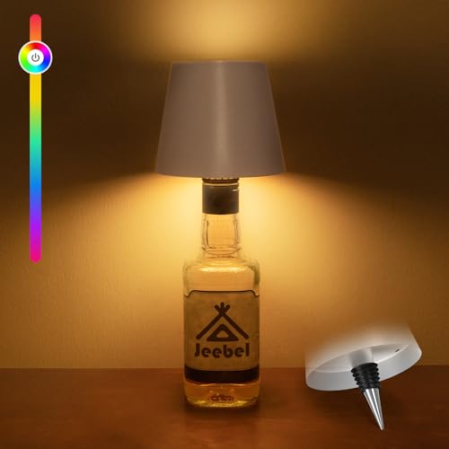 Jeebel RGB Flaschenlampe - 5200mAh Kabellose LED Flaschenlicht mit Touch Control, Stufenlos Dimmbarer, IP54, 3 Modi - Tragbare Lampenschirm Flaschen für Indoor-Outdoor Restaurant, Bar, Camping von Jeebel