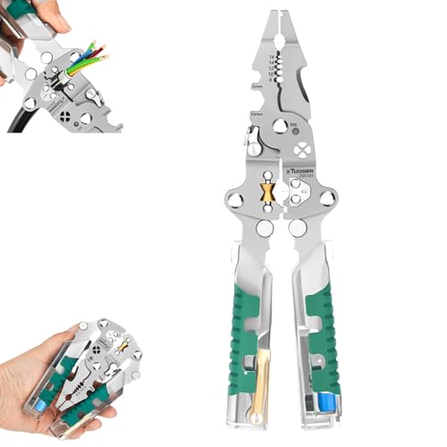18 In 1 Foldable Ｗire Stripper, 2025 New Wire Strippers with Voltage Detector, Multifunctional Foldable Wire Stripper Electrical Pliers for Cutting and Pulling Pliers, Durable Crimping Tool (1pcs) von Jeeeun