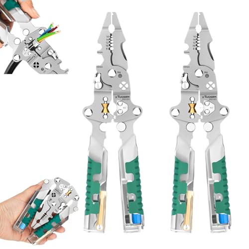 18 In 1 Foldable Ｗire Stripper, 2025 New Wire Strippers with Voltage Detector, Multifunctional Foldable Wire Stripper Electrical Pliers for Cutting and Pulling Pliers, Durable Crimping Tool (2pcs) von Jeeeun
