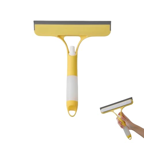 3 in 1 Window Cleaning Scraper, 3 in 1 Window Cleaner Squeegee, Mirror Squeegee with Sprayer for Glass Doors for Windows Glass, Mirrors (1pcs*Yellow) von Jeeeun