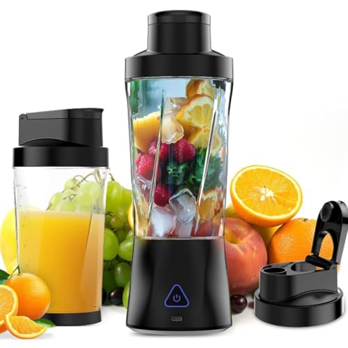 Blender Smoothie Maker, 650ML Portable Blender with 6 Blades - Rechargeable Juice Mixer Cup with To-Go Lids for Shakes, Smoothies and Frozen Fruit for Home Gym or Office (Transparent) von Jeeeun
