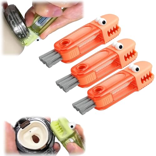 Cofpecialize 3-in-1 Multi-Function Gap Cleaner, Portable Cleaning Brush with U-Shaped Silicone Brush, 360° Bottle Brush for Deep Cleaning Cups, Kitchen Crevice Cleaning Tool (Orange*3pcs) von Jeeeun