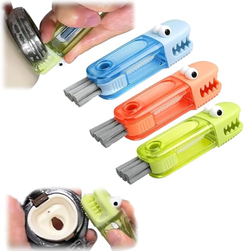 Cofpecialize 3-in-1 Multi-Function Gap Cleaner, Portable Cleaning Brush with U-Shaped Silicone Brush, 360° Bottle Brush for Deep Cleaning Cups, Kitchen Crevice Cleaning Tool (Orange+Blue+Yellow) von Jeeeun