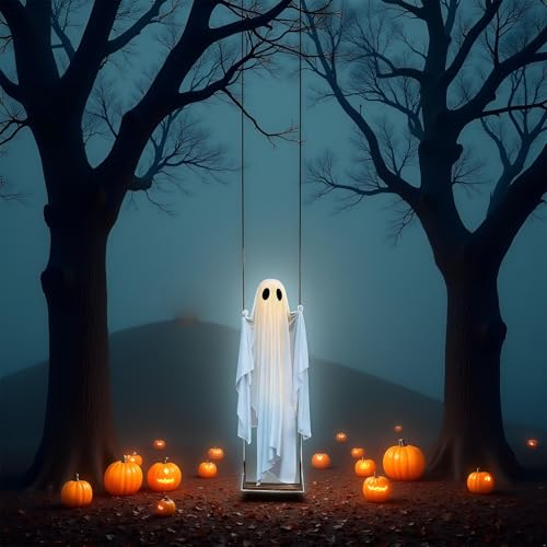 Halloween Decorations Outdoor, Hanging Swinging Ghost Decor with Remote Control String Lights, Spooky Cute Swinging Ghost Decor for Porch Yard Tree Garden Halloween Decorations Outdoor, Hanging Swinging Ghost Decor with Remote Control String Lights, Spooky Cute Swinging Ghost Decor for Porch Yard Tree Garden von Jeeeun