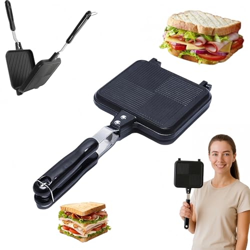 Hot Sandwich Double Side Maker with Handle - sandwich maker Non-Stick Stovetop Toastie Maker Multifunctional Breakfast Pan for Home, Kitchen, Breakfast (1pcs) von Jeeeun