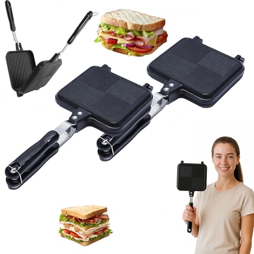 Hot Sandwich Double Side Maker with Handle - sandwich maker Non-Stick Stovetop Toastie Maker Multifunctional Breakfast Pan for Home, Kitchen, Breakfast (2pcs) von Jeeeun
