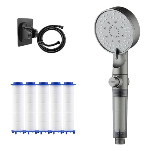 HydroBoost High Pressure 5-Mode Filtered Shower Head with Handheld, Built-in Power Wash for Hard Water - Filtered Shower Head for Gentle Skin & Hair Care (1PCS) von Jeeeun