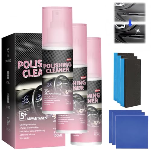 Interior Cleaner and Protectant, 2025 New Polishing Cleaner Car Interior Spray, Car Polishing Cleaners - Protects Vinyl, Plastic, Rubber, Enhances Shine and Prevent Bad Weather (3Pcs) von Jeeeun