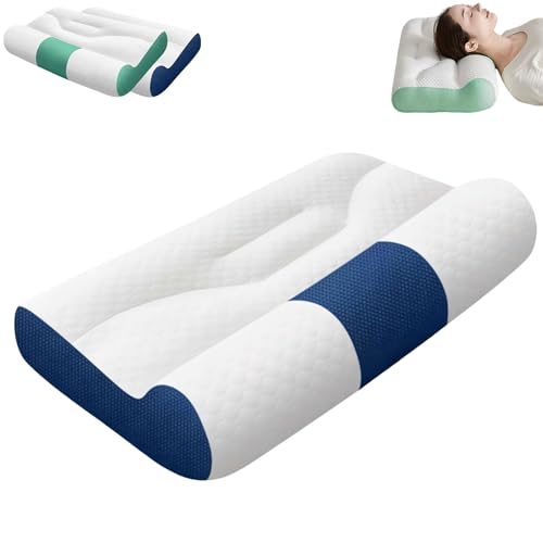 Jeeeun 2025 New Sleep Enhancing Cervical Support Comfort Goose Down Pillow for Neck Support (A*Blue) von Jeeeun