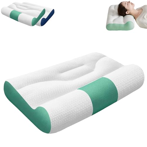 Jeeeun 2025 New Sleep Enhancing Cervical Support Comfort Goose Down Pillow for Neck Support (A*Green) von Jeeeun