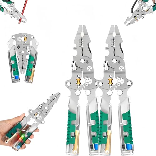 Jeeeun 8 in 1 Wire Stripper with Voltage Tester, Multifunctional Foldable Wire Stripper for Cutting and Pulling Wires Cable, Electrical Tools for Vehicles and Home Appliances (2set) von Jeeeun