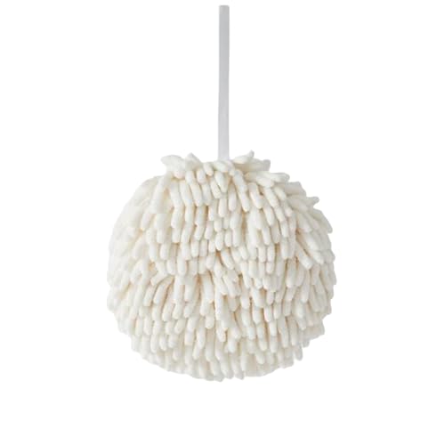 Jeeeun Absorbent Hanging Hand Towel Ball, Fuzzy Ball Hand Towels for Bathroom, Puff Ball Hand Towel, for Kitchen and Bathroom, Soft and Gentle Touch (White) von Jeeeun