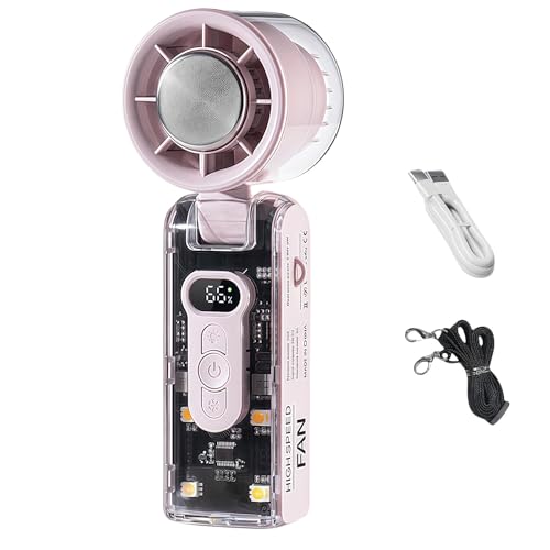 Jeeeun Icerush Turbo - Handheld Fan With Instant Cooling Plate & Led Light, Portable 3 In 1 Mini Fans (Pink) von Jeeeun