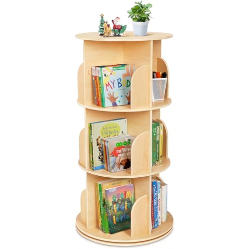 Jeeeun Rotating Bookshelf Kids, Large Capacity Small Space Corner Spinning Bookshelf Tower for 360° Display 3 Tier Floor Standing Bookcase Storage Rack for Bedroom, Living Room, Library Jeeeun Rotating Bookshelf Kids, Large Capacity Small Space Corner Spinning Bookshelf Tower for 360° Display 3 Tier Floor Standing Bookcase Storage Rack for Bedroom, Living Room, Library von Jeeeun