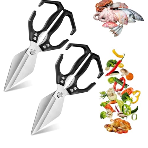 Kitchen Shears - Multifunctional Heavy Duty Kitchen, Shears Sharp Stainless Poultry Scissors Heavy Duty Cut Bone for Food with Ergonomic Handle for Chicken, Meat, Seafood, Bone Cutting (2pcs-B) von Jeeeun