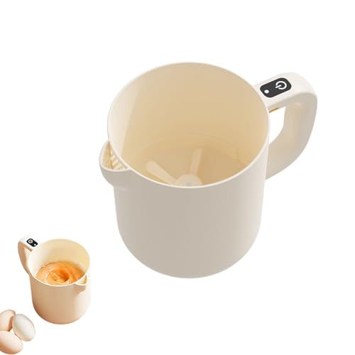 Multi-function Electric Egg Churn, 2-in-1 Whisk & Strainer, 1L Large Capacity with Built-in Filter for Eggs, Milk Powder, Sauces - Remove Tendons & Foam, Cordless Handheld Mixer (Beige) von Jeeeun
