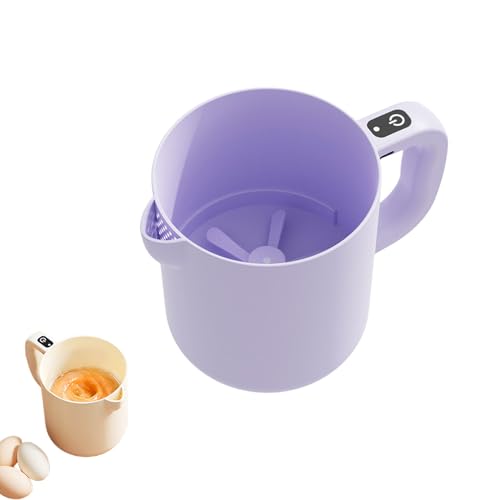 Multi-function Electric Egg Churn, 2-in-1 Whisk & Strainer, 1L Large Capacity with Built-in Filter for Eggs, Milk Powder, Sauces - Remove Tendons & Foam, Cordless Handheld Mixer (Purple) von Jeeeun