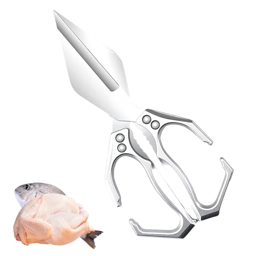 Multifunctional Heavy-Duty Kitchen Shears, Cuts Through Bone, Premium Stainless Steel, Ergonomic Handle for Poultry, Meat, Seafood (Silver) von Jeeeun