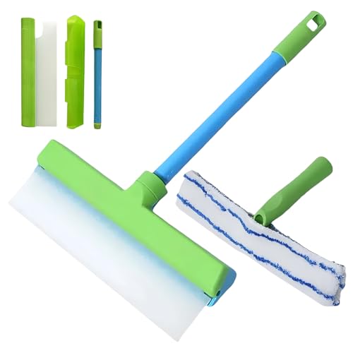 Recyclable Silicone Window Squeegee Kit, Glass Cleaning Tools with Silicone Squeegee & Microfiber Scrubber for Shower Glass, Mirror, Car (1pcs) von Jeeeun