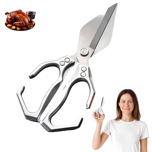 Seattleget Multifunctional Heavy-Duty Kitchen Shears, Heavy Duty Kitchen Scissors for Food with Ergonomic Handle, Stainless Steel Culinary Scissors for Chicken, Meat, Seafood & Bone Cutting (Silver) Seattleget Multifunctional Heavy-Duty Kitchen Shears, Heavy Duty Kitchen Scissors for Food with Ergonomic Handle, Stainless Steel Culinary Scissors for Chicken, Meat, Seafood & Bone Cutting (Silver) von Jeeeun