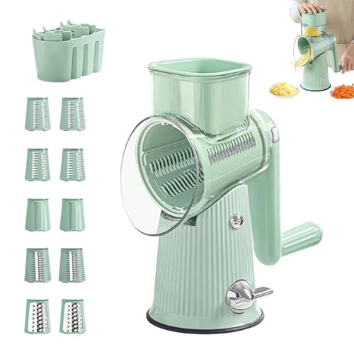 Sustease Rotary Cheese Grater with Handle, Sustease Rotary Cheese Grater, 5 In 1 Rotary Cheese Grater Vegetable Slicer (Green) von Jeeeun