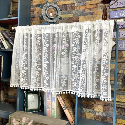 Jeeman Skandinavischer Stil Bistrogardine Blumenmuster Scheibengardine Vorhang mit Bommeln Balkon Spitze Vorhang Retro Transparentgardine Landhausgardinen Weiß HxB 60x150cm 1 Stück Jeeman Skandinavischer Stil Bistrogardine Blumenmuster Scheibengardine Vorhang mit Bommeln Balkon Spitze Vorhang Retro Transparentgardine Landhausgardinen Weiß HxB 60x150cm 1 Stück von Jeeman