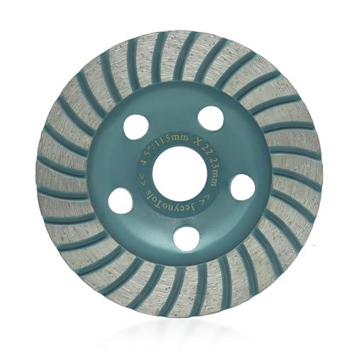 JeeynoTols Beton Diamantschleifscheibe - 4.5"/115mm Winkelschleifer Turbo Row Cup Rad für Schleifen/Polieren/Reinigen Oberfläche Granit,Beton,Stein,Zement,Marmor,Felsen Bohrung 22.23mm JeeynoTols Beton Diamantschleifscheibe - 4.5"/115mm Winkelschleifer Turbo Row Cup Rad für Schleifen/Polieren/Reinigen Oberfläche Granit,Beton,Stein,Zement,Marmor,Felsen Bohrung 22.23mm von JeeynoTols