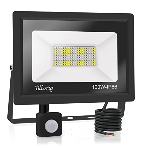 100w led strahler bewegungsmelder,10000LM LED Strahler Außen mit Bewegungsmelder IP66 Scheinwerferled aussenstrahler mit bewegungsmelder Warmweiß 3000K Außenstrahler LED Fluter Flutlicht für Garage von Jefedana