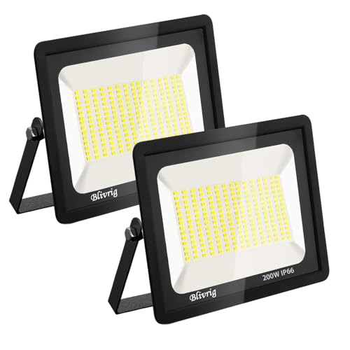 2PCS-Led Strahler Außen 200W Superhell Außenstrahler,IP66 Wasserdicht LED Fluter 20000LM Flutlicht led aussenstrahler 3000K Kaltweiß LED Außenstrahler für Garten, Innenhöfe, Garage, Hotel, Sportplatz von Jefedana