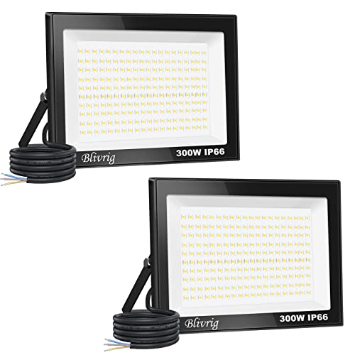 2 Stück: 300 W LED-Außenstrahler, 30.000 lm, IP66, wasserdicht, für den Außenbereich, super hell, Außenbeleuchtung, Warmweiß (3000 K), Sicherheits-LED-Spot für Stadien, Fabriken, Parkplatz, Garage, von Jefedana