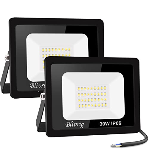 Jefedana 2PCS-Led Strahler Außen 30W - Superhell Außenstrahler,IP66 Wasserdicht LED Fluter 3000LM Flutlicht 6000K Kaltweiß für Garten, Innenhöfe, Garage, Hotel, Sportplatz von Jefedana