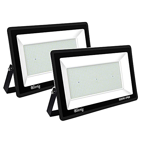 【2 Stück】500 W LED-Spot für den Außenbereich, 50.000 lm, IP66, wasserdicht, LED-Außenstrahler, super hell, Außenbeleuchtung, Kaltweiß (6000 K), Sicherheitsspot LED für Stadien, Fabriken, Parkplatz, von Jefedana